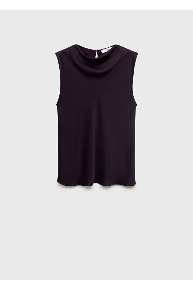 Satinbluse mit drapiertem Kragen - 3