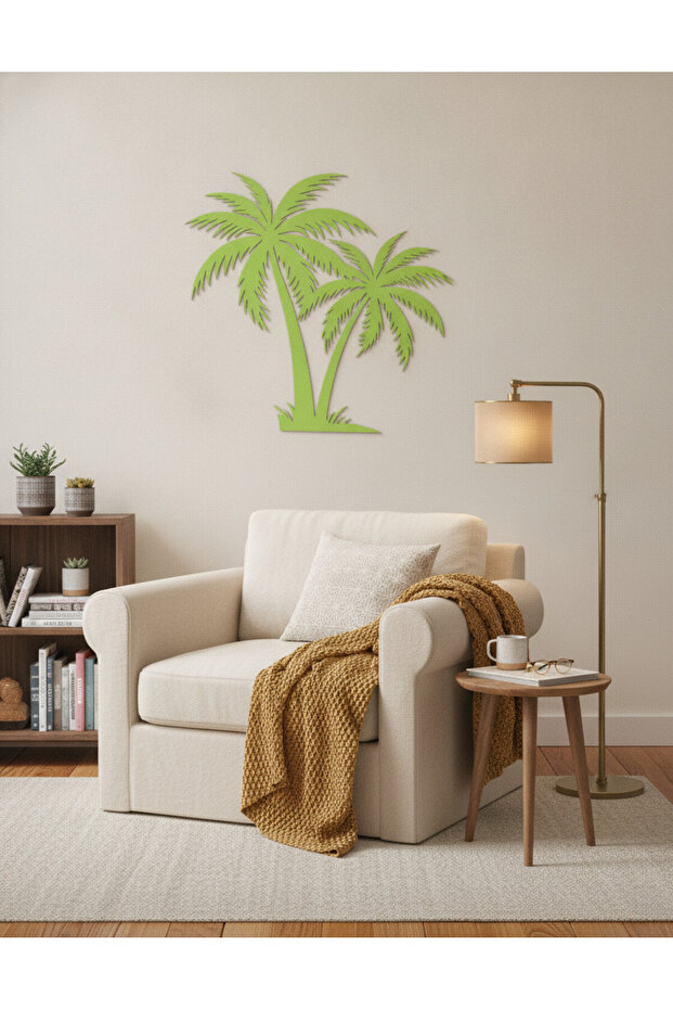 Palmiye Ağacı 6mm Kalın MDF Tablo | Tropikal Bohem Duvar Dekoru | Salon Yatak Odası Tablo 80x80 - 3