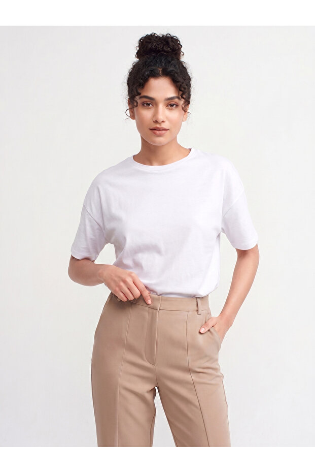 Off-Shoulder Women's Basic Plain T-Shirt Summer Cotton Fabric