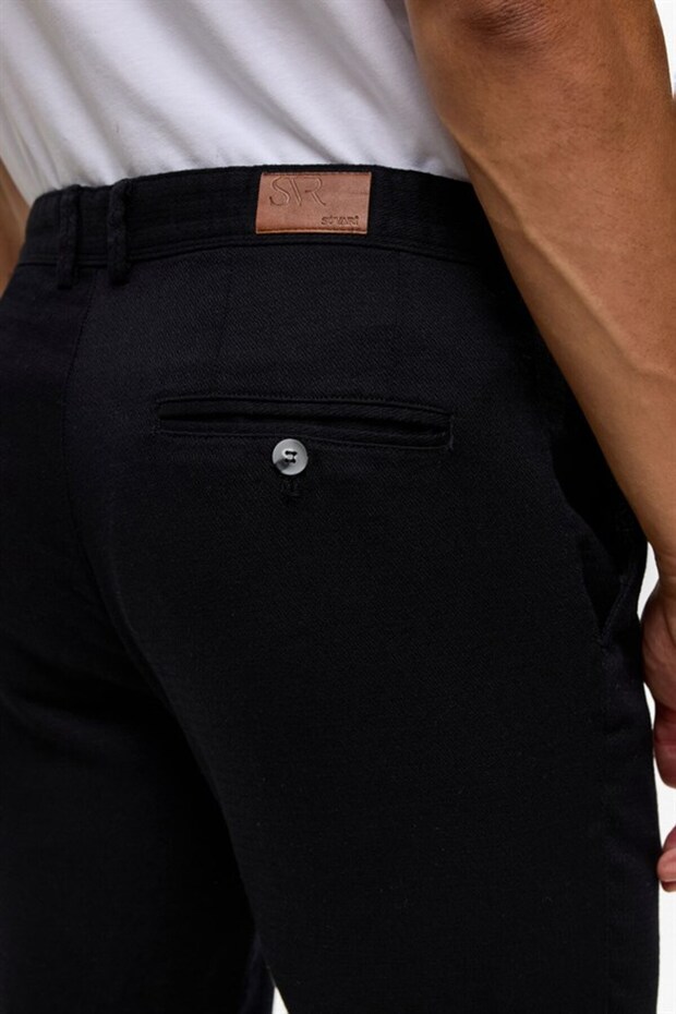 Siyah Slim Armürlü Pantolon - 6