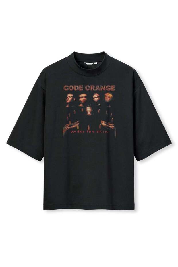 Code Orange Digital Print Oversize Black Unisex T-Shirt