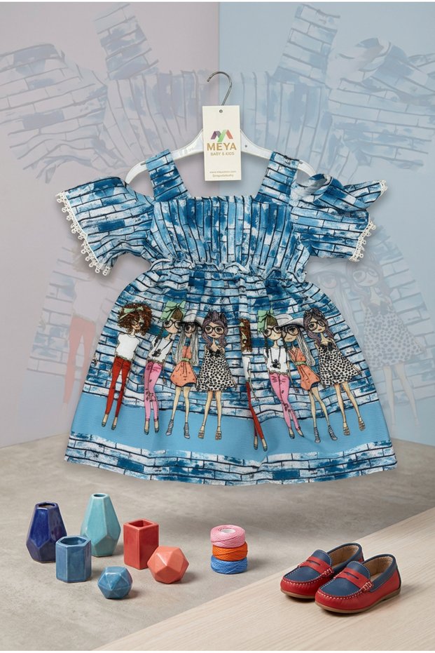 Girl's Dress with Lace Detail