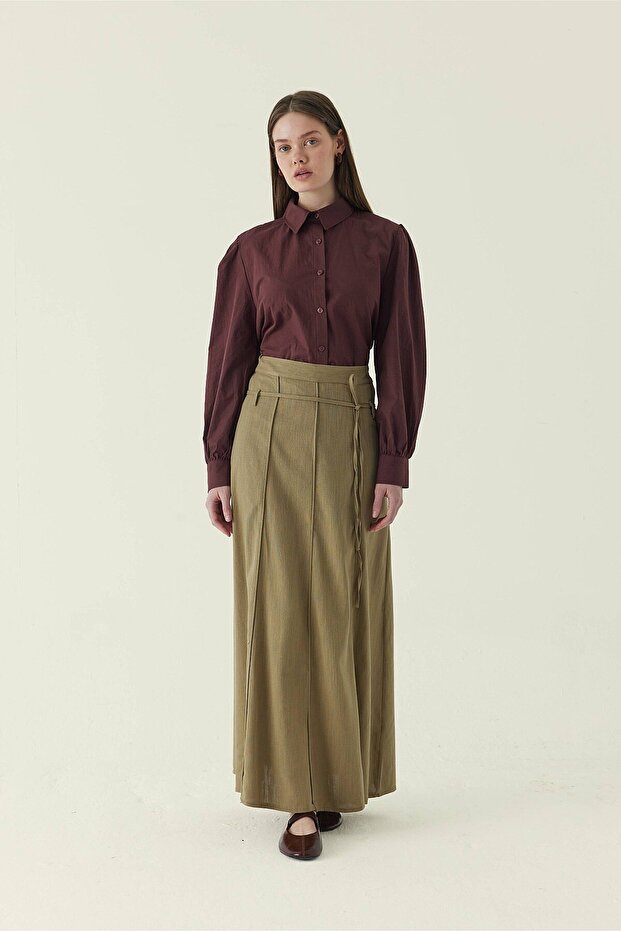 Seam Detail Skirt Light Khaki