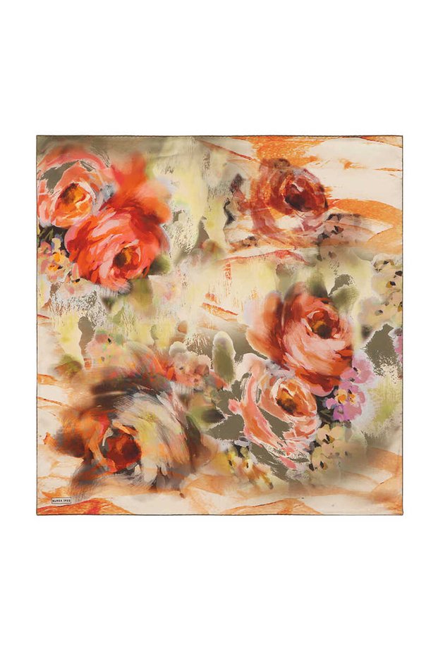 Sura Silk Scarf - Khaki Pastel Pattern