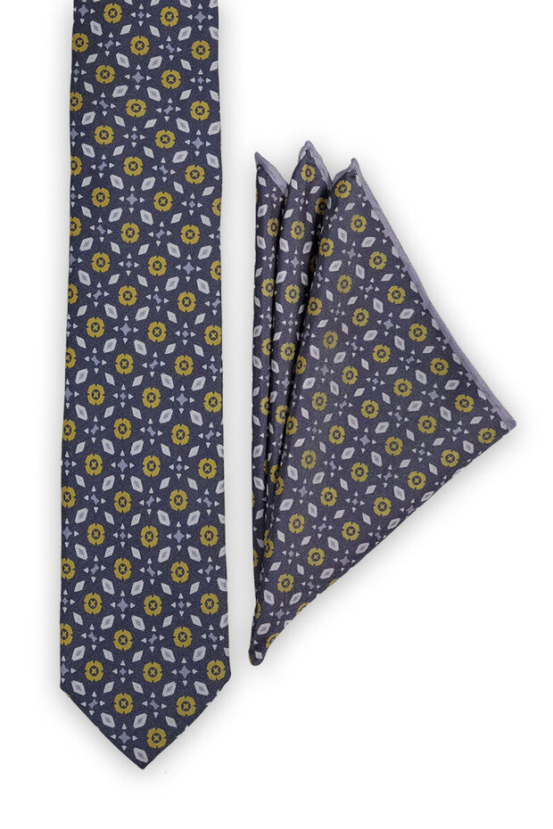Smoked Patterned Silk Tie Set - 2