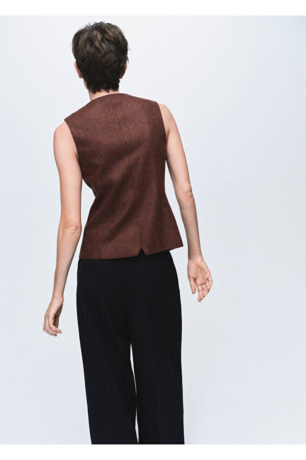 Wool Blend Buttoned Vest - 4