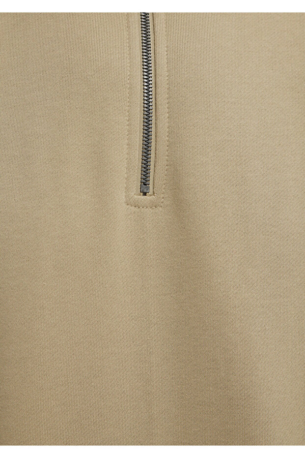 Half-Zip Basic Beige Sweatshirt 0S10419-70204 - 8