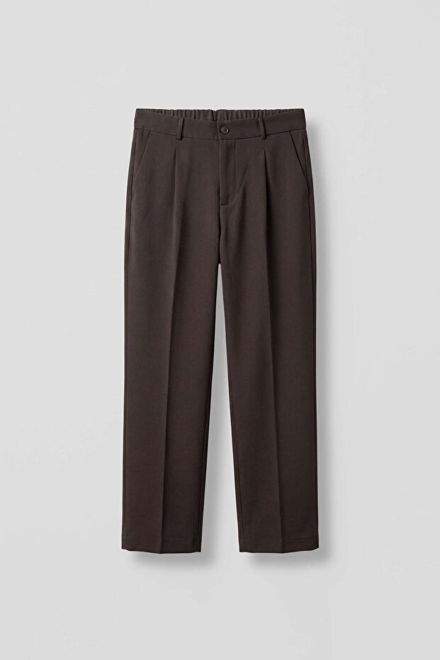 Men's Baggy Fit Elastic Waist Casual Pants Brown