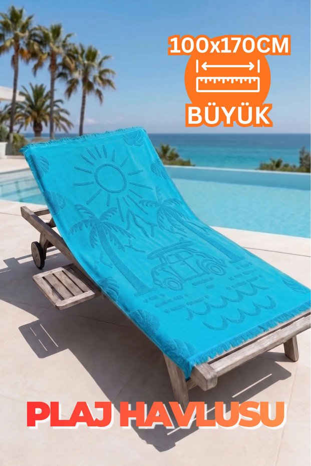100X170 cm Beach Towel | 100% Cotton Jacquard Large Size Beach Towel | Suitable for Pool, Bath, and Spa Use | 8 Colors