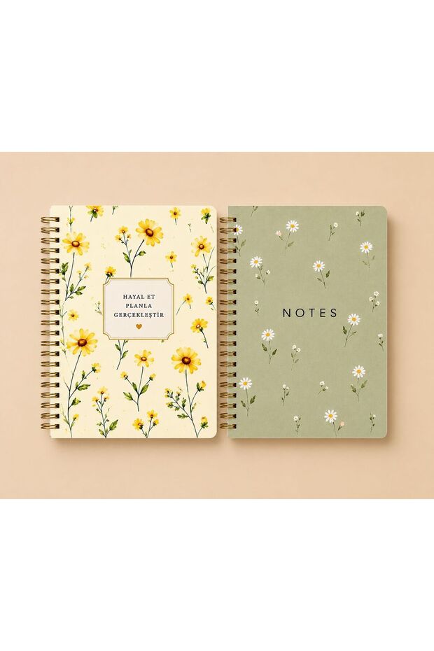 A5 Spiral Bound Lined 2-Pack Notebook Notepad, School Notebook 120 Sheets - 1