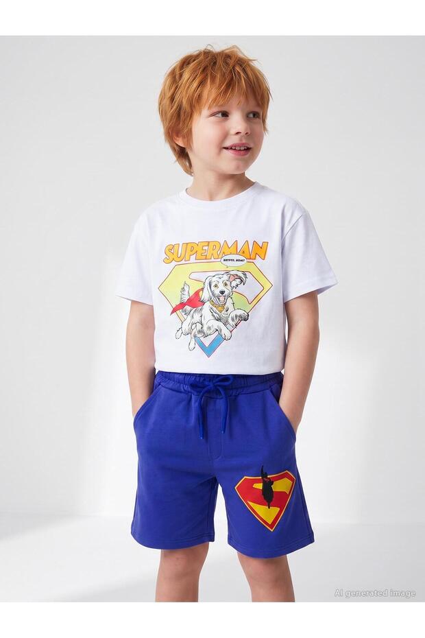 Superman Logo Capri for 2-5 Years - Blue