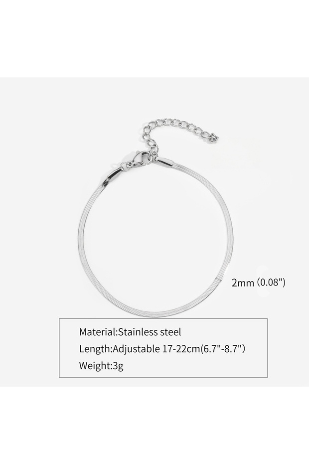 2mm Silver Color 3mm Silver Color Stainless Steel Flat Chain Bracelet Simple Bracelet For Men Retro