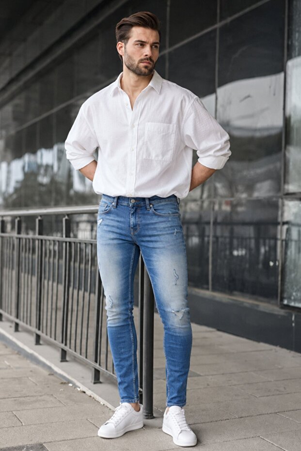Blue Skinny Fit Men's Jeans 5102