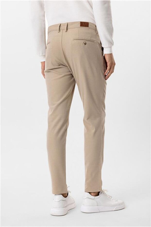 Bej Slim Desenli Pantolon - 5