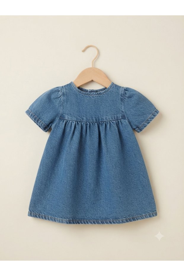 Short Sleeve Denim Dress Girls