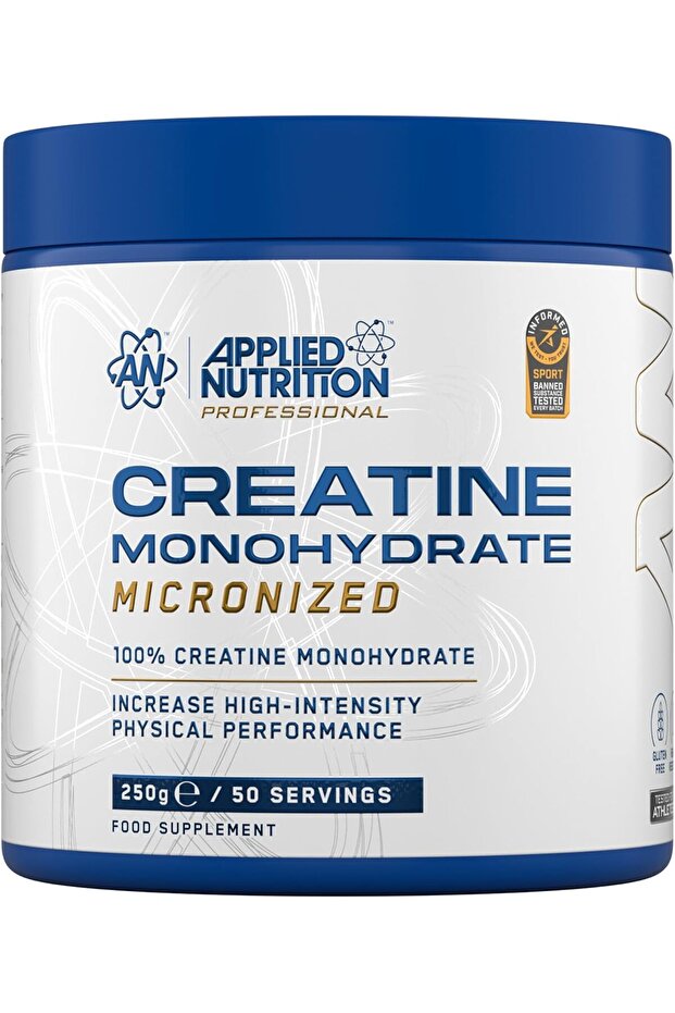 Creatine Monohydrate Powder for Strengh, Muscle, Power & Performance, 5g per Serving Unflavoured, 250g 50 Servings