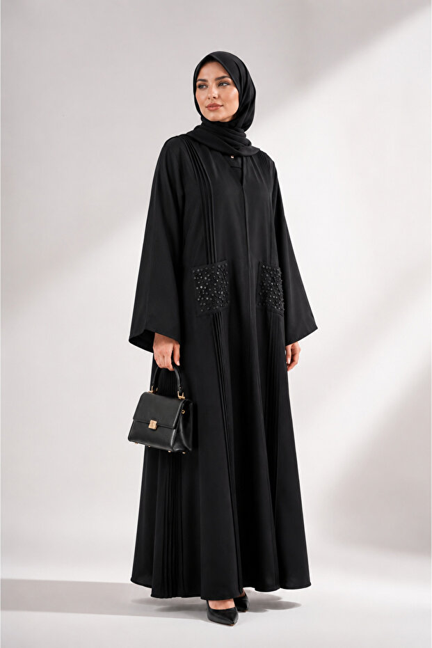 Noir Eid Collection | Elegant Abaya with Matching Hijab - Get 1 pc Mystery Abaya-Eid Offer