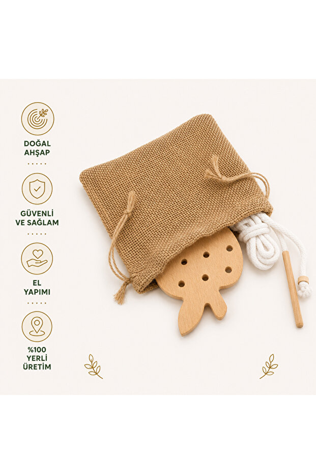 Montessori Apple Stringing Set |   Wooden Rope Threading Game Daily Life Material