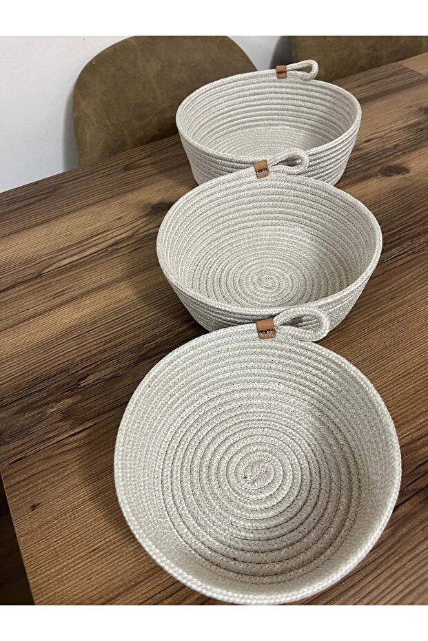 25x10-23x9-20x8-3-Piece Basket Set Bathroom, Kitchen, Room Organizer - Handmade Decorative Basket