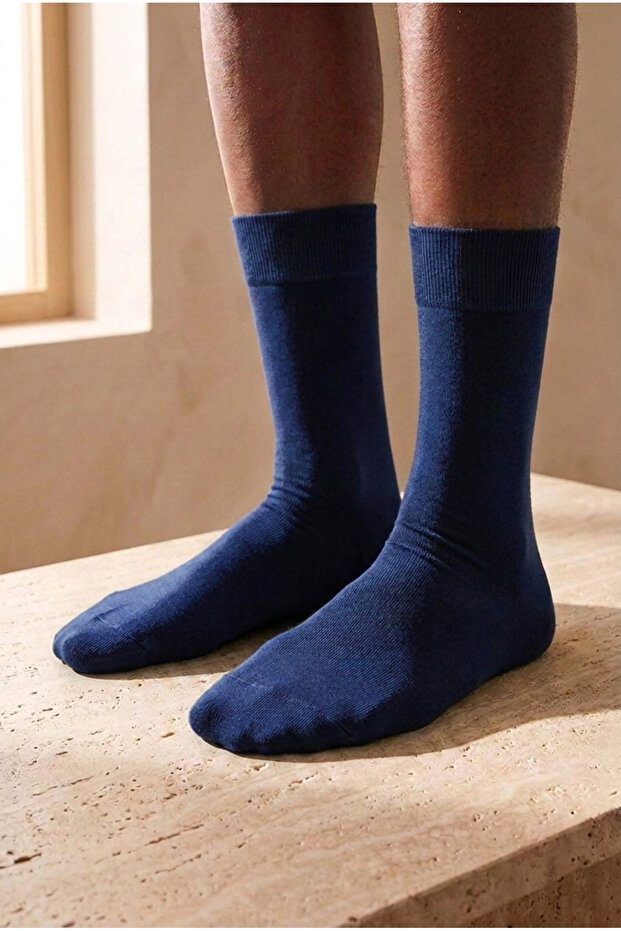 Mercerized men's socks navy blue