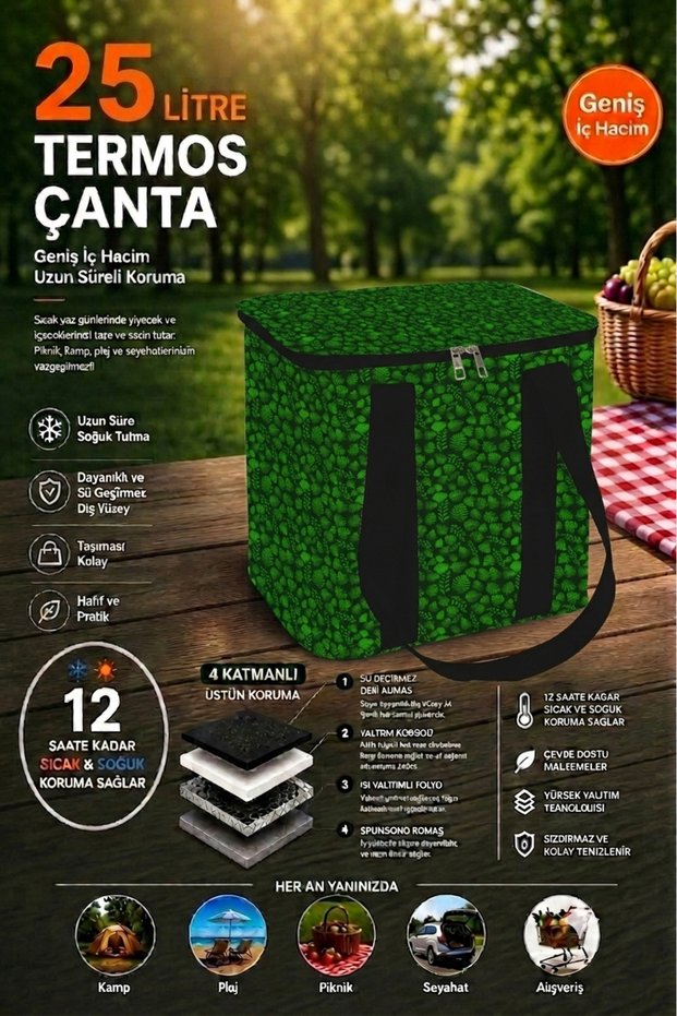 Premium Quality 25 Lt Insulated Thermal Picnic Thermos Bag Thermal Bag 30*25*30 cm