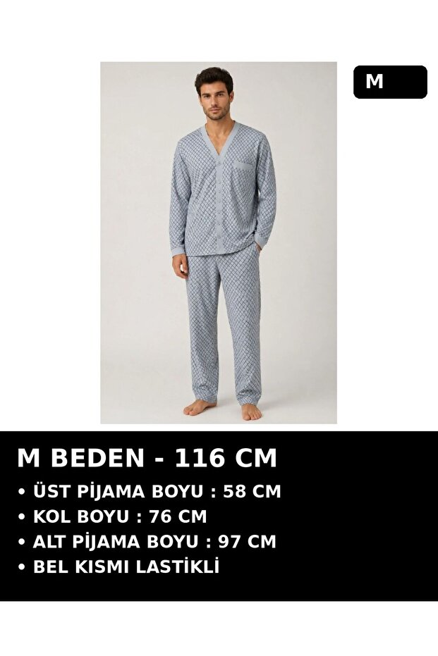 Hospital Plus Size Pajama Set for Men, 1 Piece, Light Blue, Patterned, Striped, High Quality, Durable