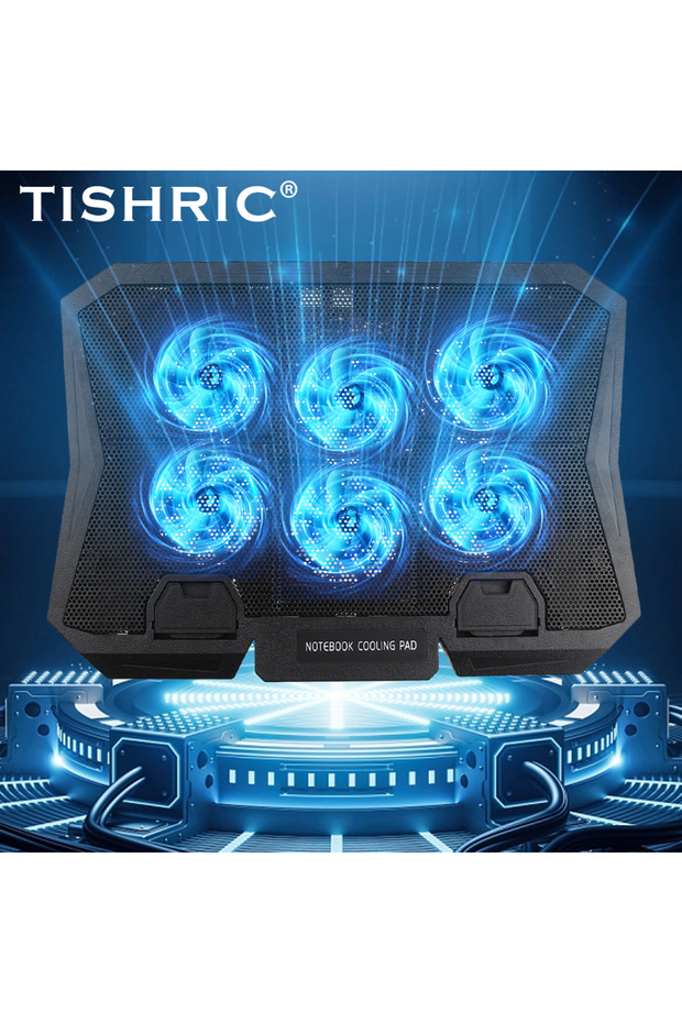 Laptop Cooler TISHRIC Gaming Laptop Cooler Six Fan Adjustable Wind Speed Two USB Port 2200RPM Laptop