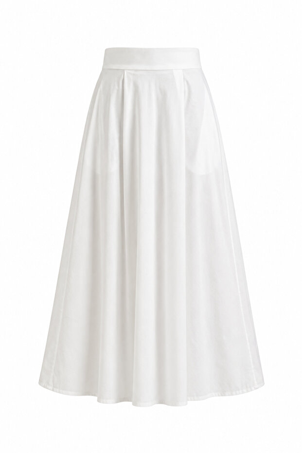 Ecru Pleated Trouser Skirt
