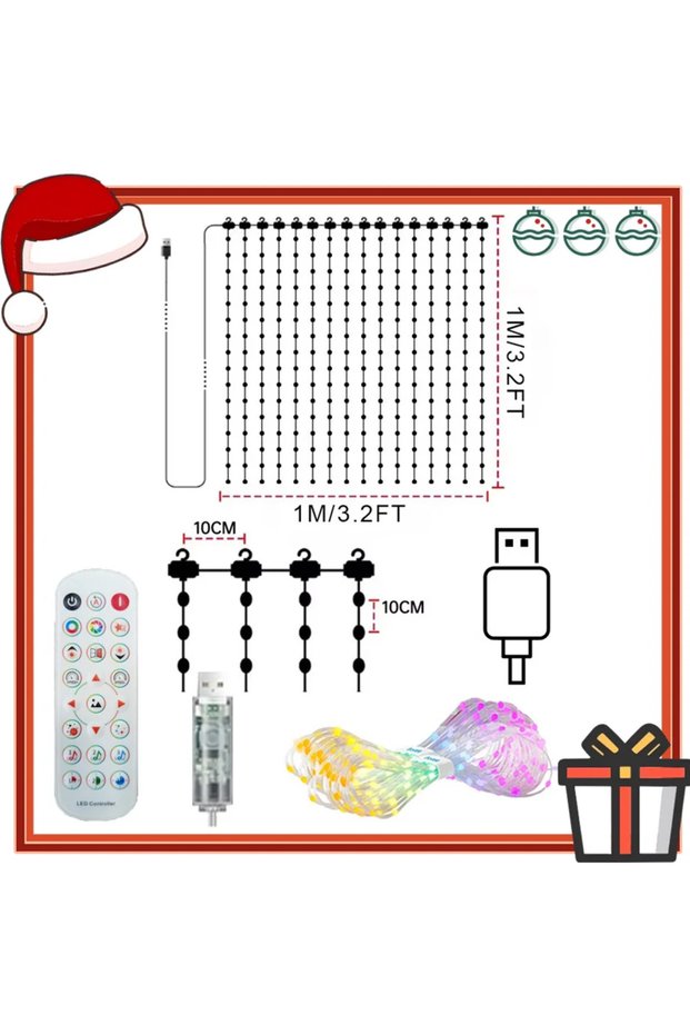 USB 3.3ft-400LEDS 256/400LEDs Smart Curtain Lights Curtain String Lights Dynamic DIY Color Changing