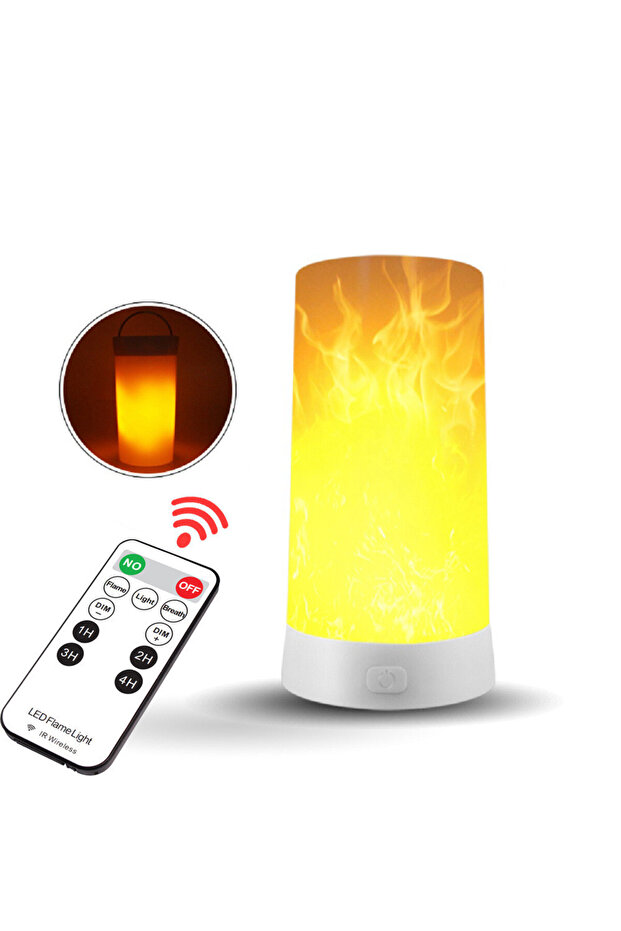 مصباح ليلي يعمل عن بعد قابل لإعادة الشحن عبر USB مع تأثير لهب LED ومحاكاة واقعية لتأثير النار