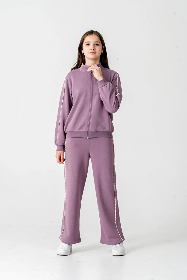 8-12 Years Berceste Soft Girls' Set-Purple