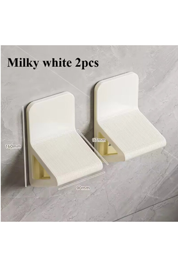 milk white2pc Multifunctional Bathroom Kit: Hole-Free Supplies, Step Stool, Body Cleansing & Foot Ma