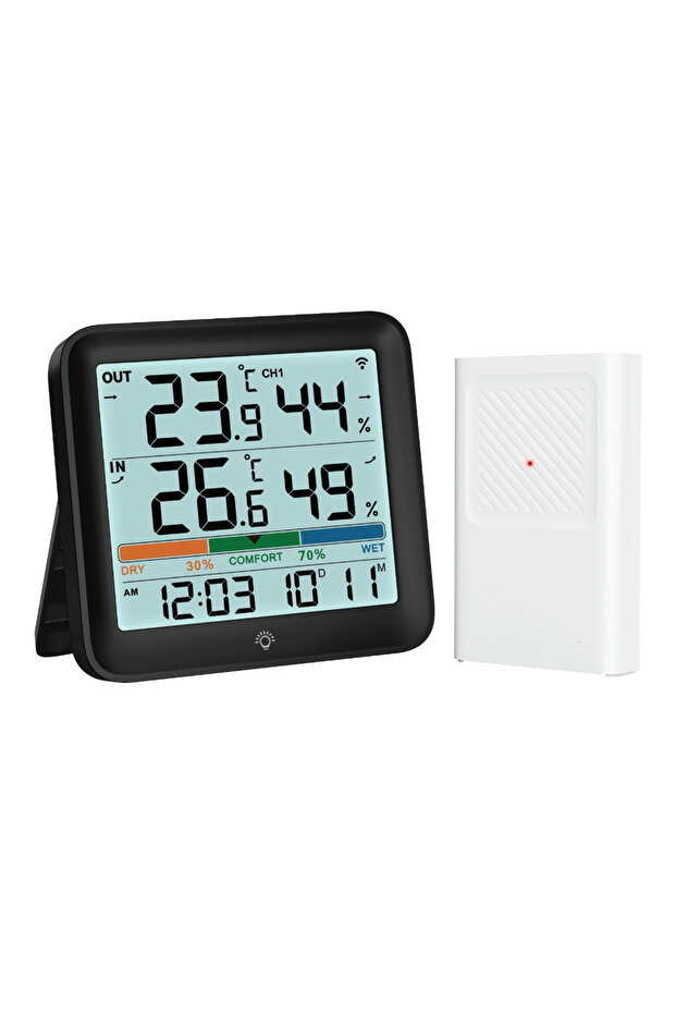 black 2025 New Digital Thermometer Hygrometer Indoor Outdoor, LCD Wireless Smart Humidity Meter Room