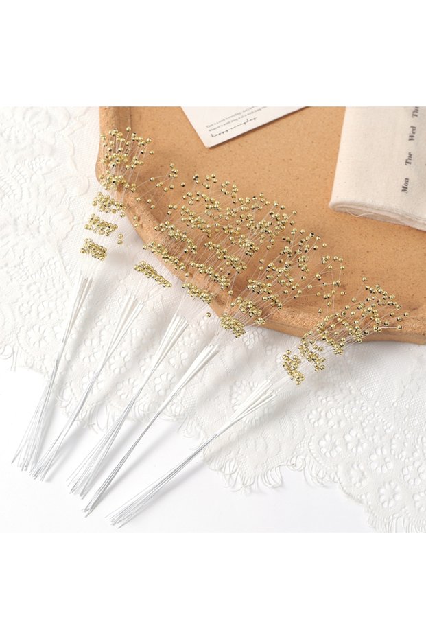 2Pcs Gold 21.5CM Artificial Pearl String Bouquet Pearl String for Home Decor Wedding Decoration Part