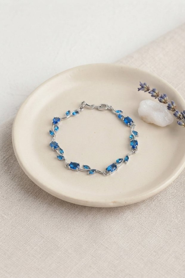 Brass Silver Color Mi Zircon Stone Flower Model Women's Bracelet