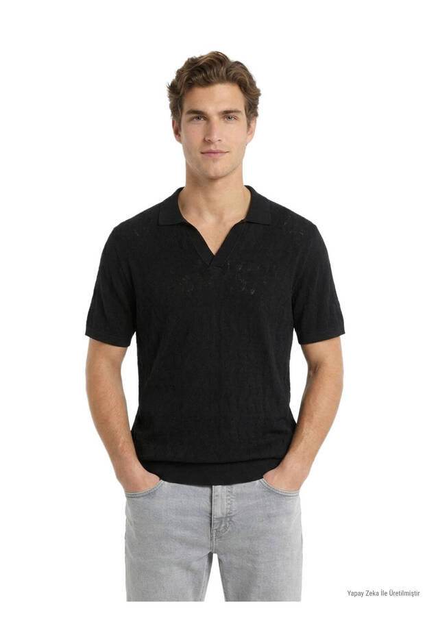 Black Patterned Knitwear
