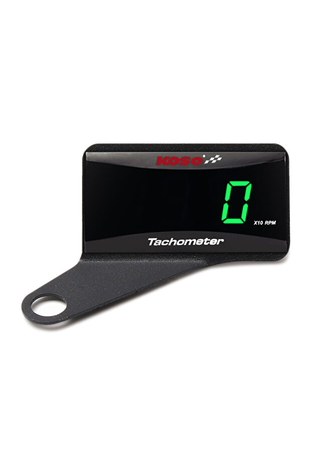 مقياس سرعة دوران المحرك KOSO RPM Mini Meter ذو الشاشة الرقمية LCD للدراجات النارية، مزود بقوس أخضر يساري، ومقياس سرعة دوران المحرك العالمي