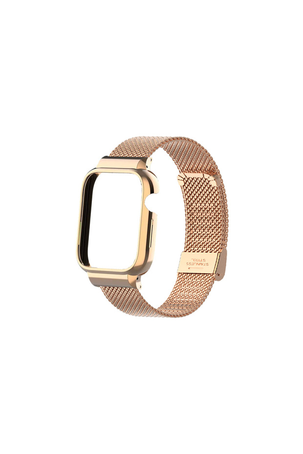 watch4 rose gold 2in1 Set Milanese Loop Strap with Classic Snap and Metal Watch Case for Honor Watch
