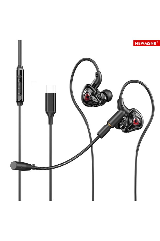 type C E-Sports Gaming Headphones with 2 Mics Type C&3.5mm In-ear Earphones Surround Sound Headsets
