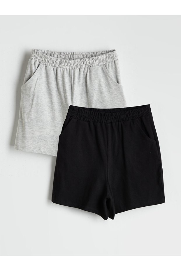 Two Mt Shop Quality Lcw Kids Black Elastic Waist Girls' Shorts 2-Pack