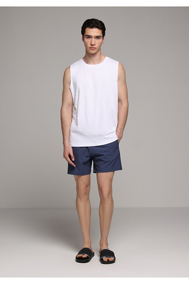 Slim Fit Striped Men's Blue Swim Shorts