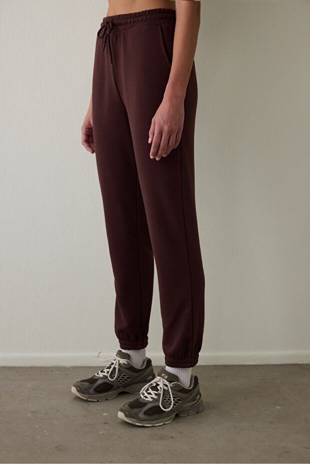 Brown Regular Waist Tie Detail Jogger Sweatpants
