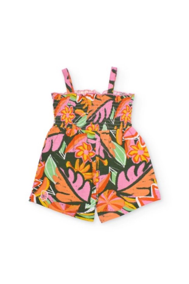 Girl's Tropical Floral Print Shorts Overalls 2-8 Years Mix