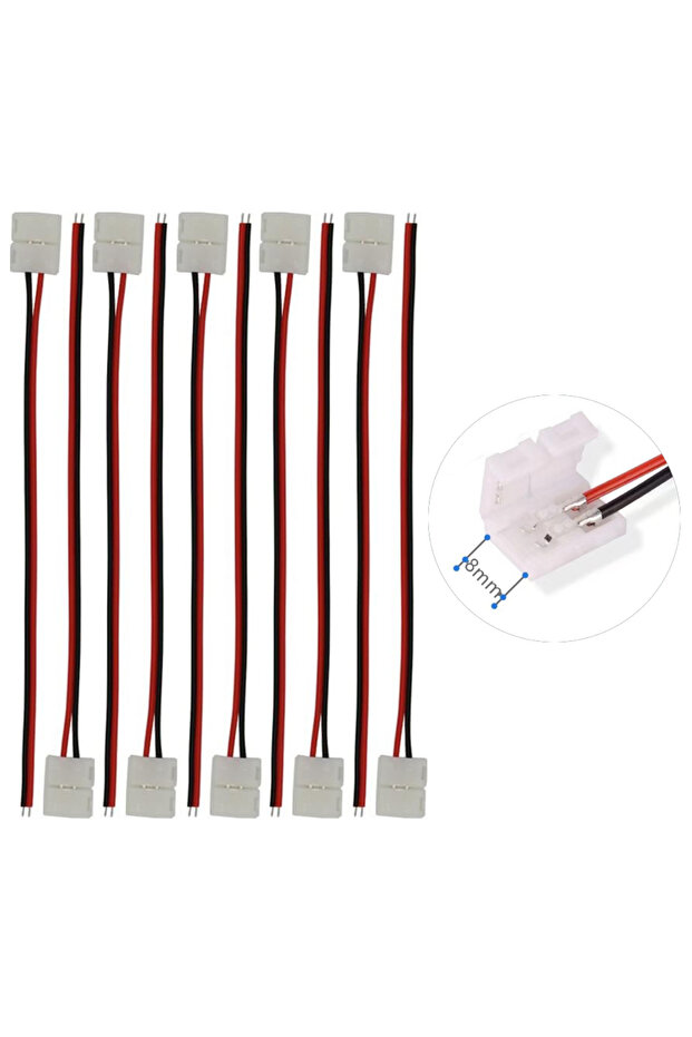 5PCS 8MM 2PIN Wire For 8mm 2 Pin 3835 5050 3528 LED Strip Connector, Plug Connector Cable, Flexible