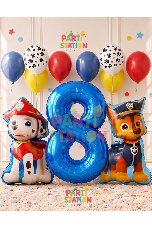 Paw Patrol Balloon Set Paw Patrol 8 Year Old Balloon Set Paw Patrol Birthday Set Marshall Chase