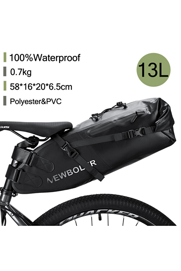 PAC040-13L NEWBOLER Bike Bag Waterproof 13L Large Capacity Bicycle Saddle Bag Cycling Foldable Tail