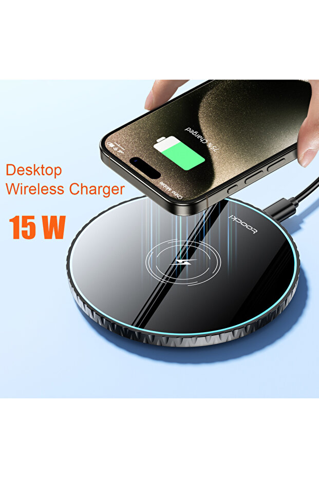 15W Black 15W Wireless Charger Pad Fast Wireless Charging Station for iPhone 15 14 13