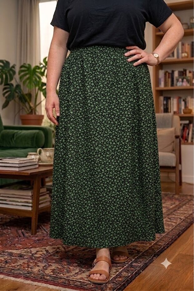 Plus Size Pigment1 Combed Cotton Elasticated Maternity Skirt