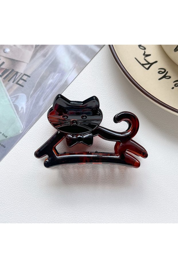 3 red brown Korean Cute Cartoon Cat Acrylic Hair Claw Crab Hair Clip Shark Cat Barrettes Hairpin Hea