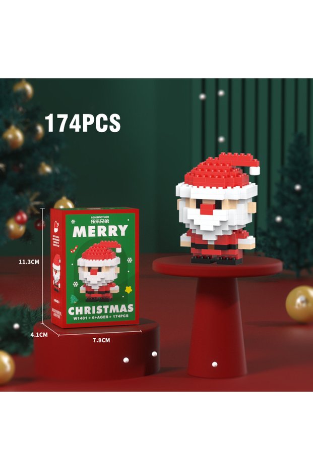 174PCS DIY Christmas Building Block Snowman Elk Santa Claus Model Micro Brick Building Block Xmas Tr